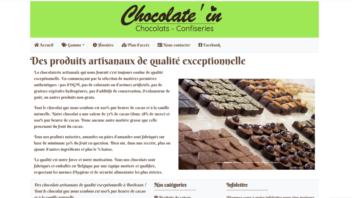 Menu Chocolate'in